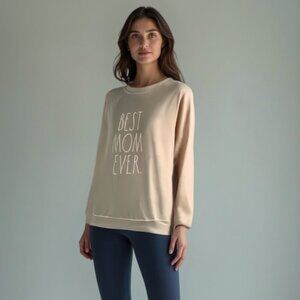 🌟Rae Dunn Women's "BEST MOM  EVER" Studio Raglan Pullover Sweatshirt S